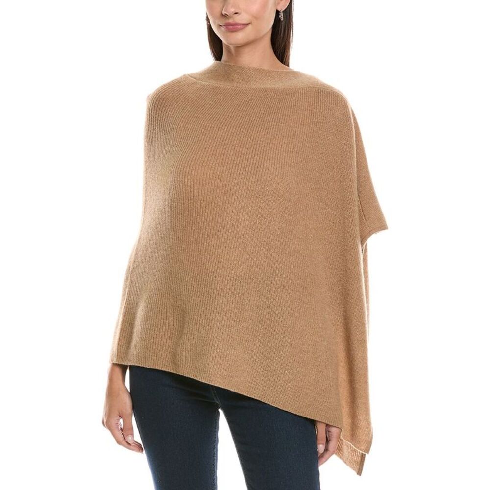 Forte Cashmere Rib Trim Cashmere Poncho
